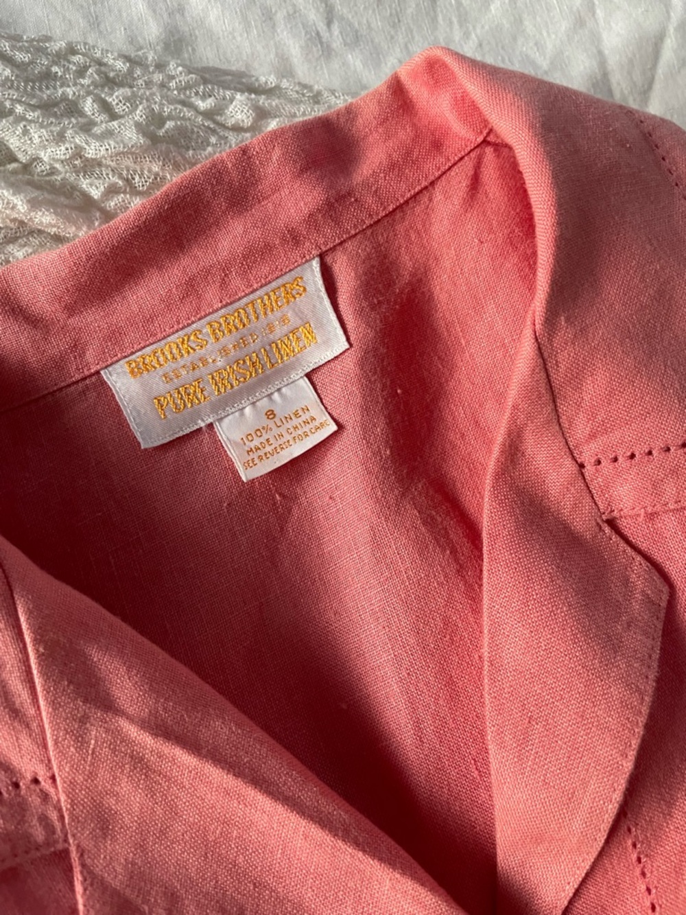 Brooks Brothers Coral Pink Linen Blouse